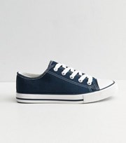 New Look Navy Canvas Lace Up Trainers